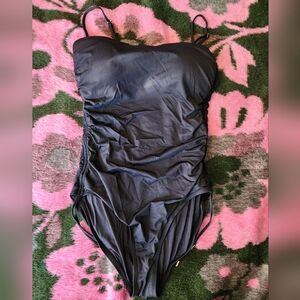 LA BLANKA Black Ruched One-Piece Swimsuit